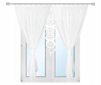 OEM Cortina Moderna Estilo Boho Para Terraza, Balc&oacute;n O Sala De Estar, Con Dise&ntilde;o De Atrapasue&ntilde;os, Color Blanco, 300 X 250