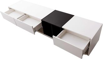 STILVORA Mueble De Tv Con 3 Cajones Y 2 Huecos Abiertos, Acabado Brillo, Estilo Moderno, 190&times;40&times;42 Cm, De Tablero De Part&iacute;culas, Blanco