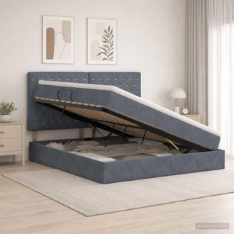 vidaXL Vidaxl Letto Con Contenitore E Materasso Grigio Scuro 160 X 200 Cm