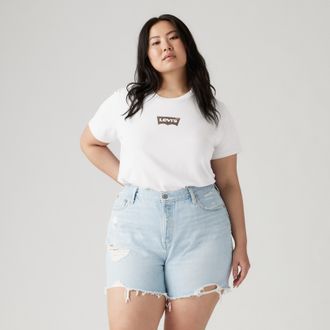 Levi's Plus Rundhalsshirt LEVIS PLUS LSE_ PL PERFECT TEE, Damen, Gr. 4XL (58/62), lse_batwing leopard, Single Jersey, Obermaterial: 100% Baumwolle, bedruckt, Basi