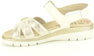 Mephisto Beige Goud Sandaal met Velcro Band - Dames - Sleehakken - Beige - 41 EU - Schoenen
