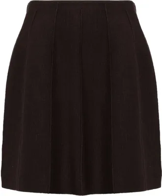 JNBY ribbed-detailed knitted skirt - women - Wool/Cotton/Polyamide/Spandex/Elastane - L - Brown