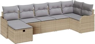 vidaXL Garden Sofa Set with Cushion 7 pcs Beige Poly rattan vidaXL
