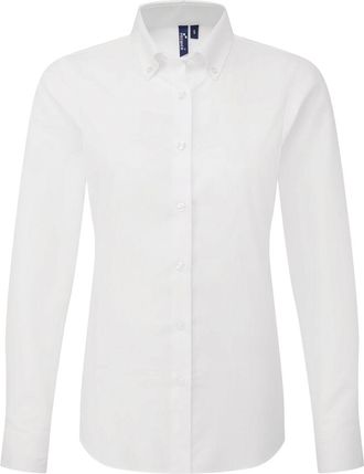 Premier Dames Supreme Oxford Langsleeve Shirt (Wit)