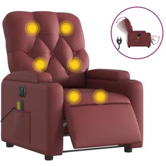 vidaXL Vidaxl - Sill&oacute;n De Masaje Reclinable De Cuero Artificial Rojo Tinto