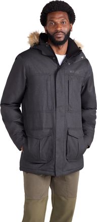 Mountain Warehouse Gorge Mens Long Jacket - Waterproof Raincoat, Breathable, Lightweight, Faux Fur Hooded Puffer Coat - For Walking, Travelling & Outdoors Black XXS