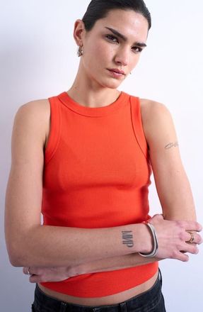 Topshop Rib Racerback Tank in Orange at Nordstrom, Size X-Small