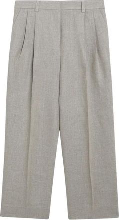 Toteme Broek met Dubbele Plooien - Dames - Wijde Broeken - Beige - M - Linnen - Broeken