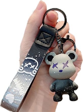 Generic Cute keychain for anyone. Suitable for birthday, Holiday Gifts gift, keychain car charm bag decoration (bear-grey)