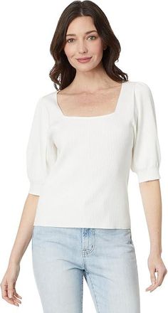 Lilla P Full Sleeve Square Neck Sweater Womens Clothing White : SM, Polyester/Viscose