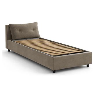 Talamo Italia Dmora - Cama Individual Daais, Cama Contenedor Con Revestimiento De Tela, 100% Made In Italy, Apertura Frontal, Adecuado Para Colch&oacute;n 80x190 Cm, T&oacute;rto