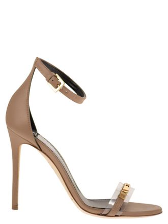 Elisabetta Franchi Ledersandale mit transparentem Einsatz