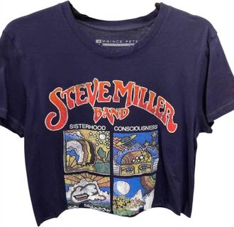 Prince Peter Womens Steve Miller Boxes Crop Tee In Navy