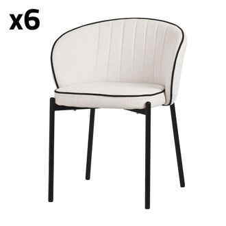 ML Design 6x Sillas de comedor beige con revestimiento de tela y respaldo