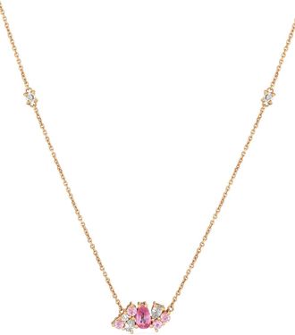 ROSEKEY Collana Gooseberry in oro rosa 18kt con zaffiri e diamanti