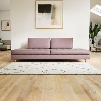 MYCS Pinkes, bequemes Sofa Lyvyn für das Wohnzimmer mit Eichenbeinen, individuell anpassbar, komplett modular, 98 x 78 x 240 cm, konfigurierbar