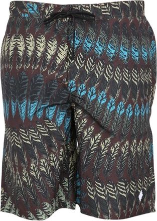 Marcelo Burlon AOP Feathers Laceup Boardshort - Heren - Strandmode - Veelkleurig - S - Polyester - Badmode