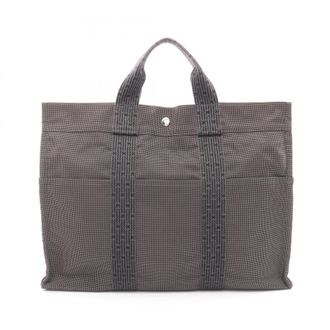 Herm&egrave;s Gray Nylon Canvas Handbag Tote Bag (Pre-Owned)