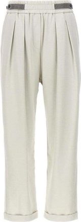 Brunello Cucinelli Off White Relaxed Trousers, Size Large