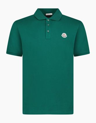 Moncler Mens Moncler Logo Patch Polo Green - Size: 40