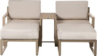 Beliani Conjunto De Jardin Modular De 2 Plazas De Acero Galvanizado Con Mesa Otomana Y Cojines Beige Noci