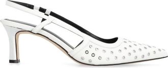 Michael Kors Alora Grommeted Leren Slingback Pomp - Dames - Pumps - Wit - 39 EU - Leer - Schoenen