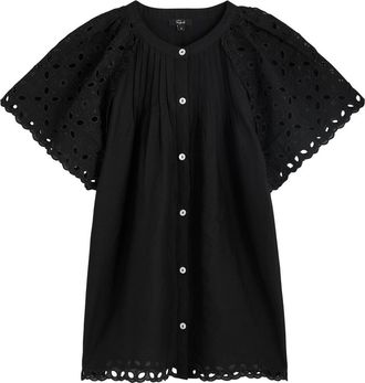 Rails Cerise Eyelet-embroidered Cotton Blouse - Black - M (UK12 / M)