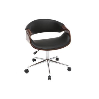 Miliboo Miliboo - Silla De Escritorio Moderna Polipiel Negro Y Nogal Aramis