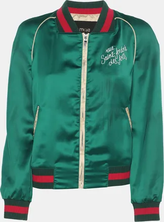 Maje Green Nylon Zip-Front Jacket