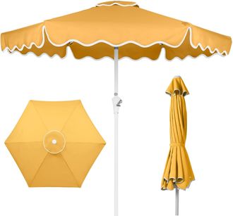 Best Choice Products 7.5ft Patio Market Umbrella with Wavy Trim, Fade-Resistant, Crank & Tilt, Wind Vent