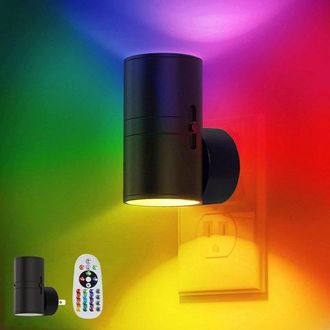 OEM Unidad, 16 Colores, Luz Nocturna Led Con Enchufe, Luz Nocturna Rgb Que Cambia De Color Con Sensor De Luz, 0-100lm, Pasillo, Dormitorio, Negro