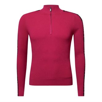 DKNY Womens DKNY Long Sleeve 1/4 Zip Logo Sweater in Pink