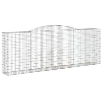 Berkfield Home Decorative Arched Gabion Baskets 5 pcs 400x50x140/160 cm Galvanis in Silver