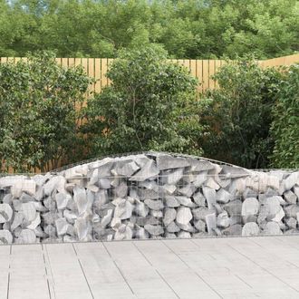 Berkfield Home Arched Gabion Baskets 15 pcs 400x50x60/80 cm Galvanised Iron in Silver