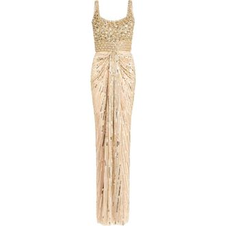 Jenny Packham Elixir Sequin-Embellished Maxi Dress in Illusion at Nordstrom, Size 14 Uk