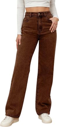 Generic Jeans for Women UK Wide Leg Elasticated High Waist Flare Denim Trousers Baggy Stretch Straight Leg Jeans Loosefit Y2K Slim Fit Boyfriend Denim Pants P