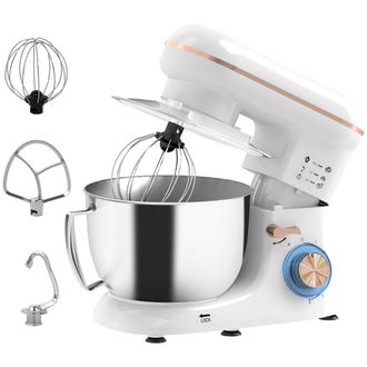 HOMCOM Electric Stand Mixer - 4.5L Food Mixer With Dough Hook - Whisk - White | TJ Hughes