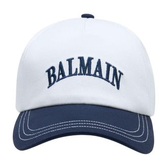 Balmain Mens Gh1xa561cb24-Gpp Embroidered Cotton Baseball Cap White