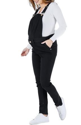 Cache Coeur Sharon denim maternity overalls in Black at Nordstrom, Size Xx-Large