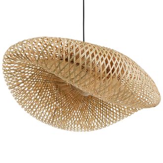 Beliani L&aacute;mpara Colgante Contempor&aacute;nea Pantalla Tejida De Bamb&uacute; Natural Claro Balha