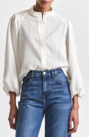 Derek Lam Dianna Mini Grid Georgette Button-Up Top in Soft White at Nordstrom Rack, Size X-Large