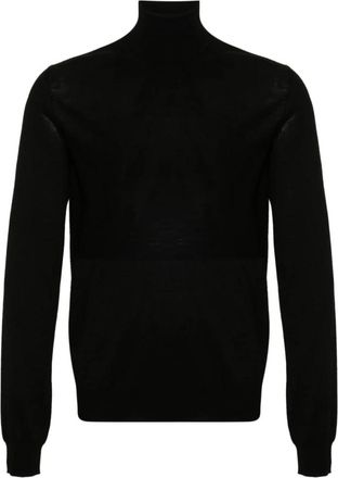 Jil Sander Zwarte Wollen Trui Hoge Hals - Heren - Coltruien - Zwart - L - Wol - Truien & Vesten