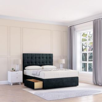 Sloomy Alabama Naples Bed Set With No Drawers Mattress & 54 Headboard in Black | Size: Small Single