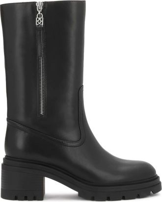 Kazar Instap Laarsjes van Leer - Dames - Laarzen met Hak - Zwart - 39 EU - Leer - Schoenen