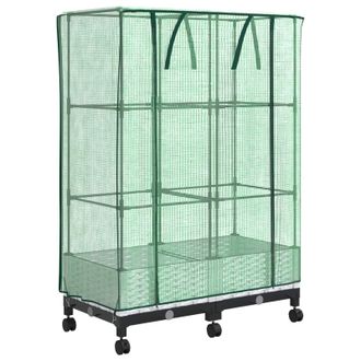 vidaXL Maceta De Jard&iacute;n Con Cubierta De Invernadero Y Ruedas 2 Uds. Pp Vidaxl