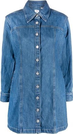 Levi's long-sleeve button-up mini dress - women - Cotton - L - Blue