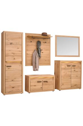 Linea Natura Garderobe, Eichefarben, Holz, Asteiche, 285x199x40 cm, Garderobe, Garderoben-Sets & Garderoben-Serien, Garderoben-Sets
