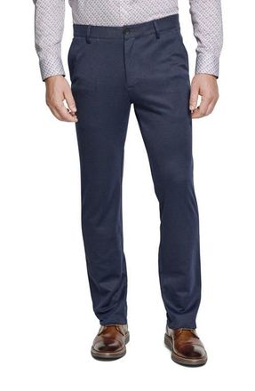 Johnston & Murphy XC Flex Pinnacle Flat Front Dress Pants in Navy Birdseye at Nordstrom, Size 32R