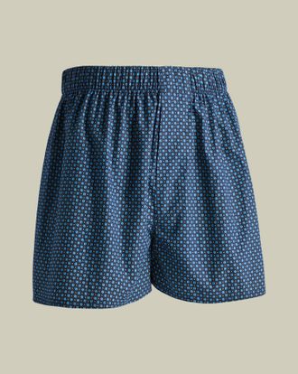 CHARLES TYRWHITT England Rugby Print Woven Boxers - French Blue Size Large by Charles Tyrwhitt