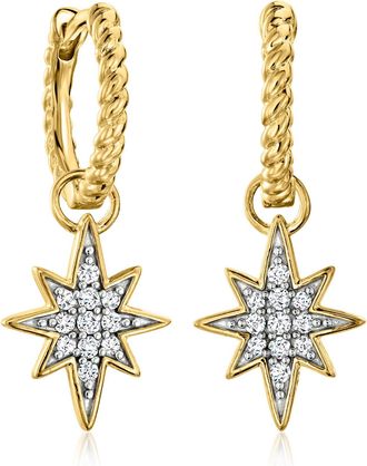 Ross-Simons 18kt Gold Over Sterling Hoop Earrings With Removable. Diamond Star Drops